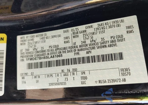 2025 Ford Bronco Big Bend z USA, uszkodzony, nr VIN 1FMDE7BH8SLA81065